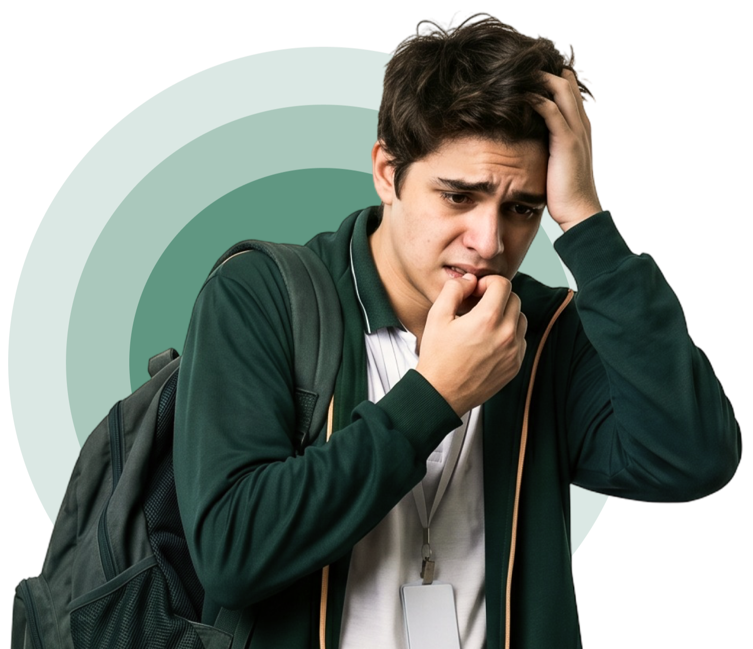 Aluno preocupado com os estudos